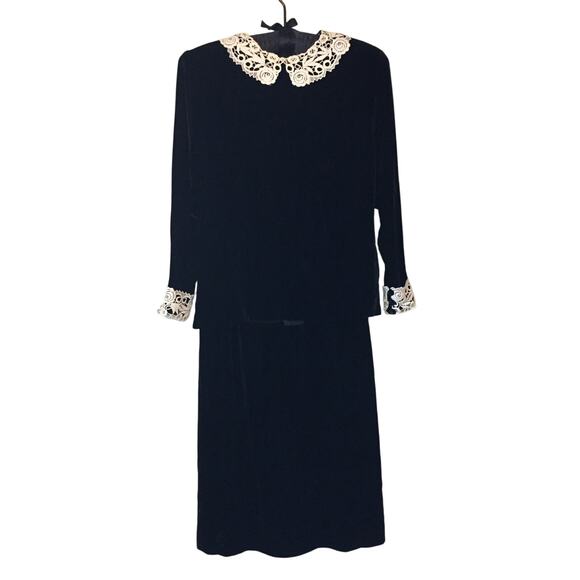 vintage 80s black velvet gothic victorian skirt set - Picture 1 of 10